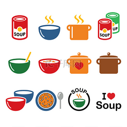 汤在碗里，大可和锅-食物图标集
