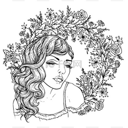 波希米亚风格花纹图片_非常优雅波西米亚女孩与花的背景