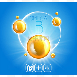 omega图片_鱼油广告模板, omega-3。油滴3d 插图