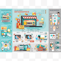 在线市场平面信息矢量设计模板。