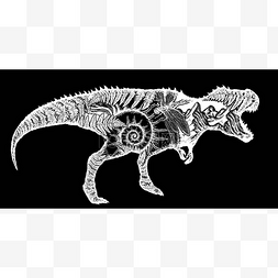 T-雷克斯恐龙怪兽 t 恤设计。考古