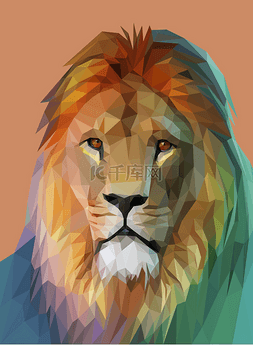 狮子的肖像。低聚设计。矢量 eps10