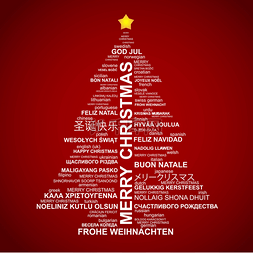 不同的语言图片_圣诞树形状从字母-印刷构成-快乐 
