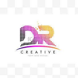 circles图片_DR D R Letter Logo Design with Magenta Dots a