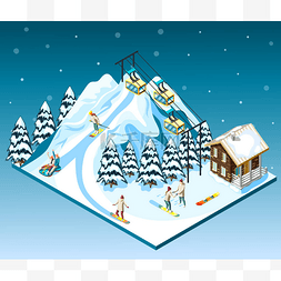 蓝色雪点图片_滑雪场等点组合