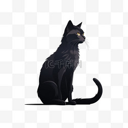 动物剪影图片_猫咪黑猫动物剪影免扣元素装饰素