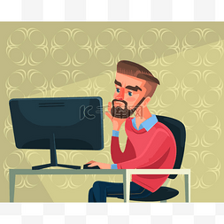 疲倦卡通图片_疲倦的人性格工作在笔记本电脑。