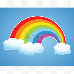 天空中的元素图片_矢量彩虹和天空中的云彩