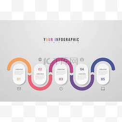 具有图标和5个选项或步骤的信息