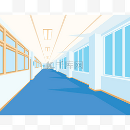 全景图图片_内部的学校礼堂用蓝色地板、 窗