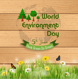 world背景图片_World environment day on grass against a wood