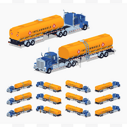 低多边图片_Blue truck with the orange fuel tank