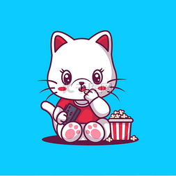 可爱的猫吃爆米花插图.