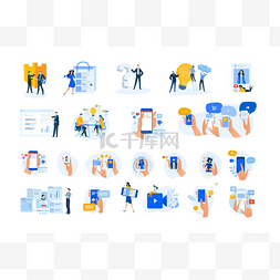app图片_Set of modern flat design people icons. Vecto