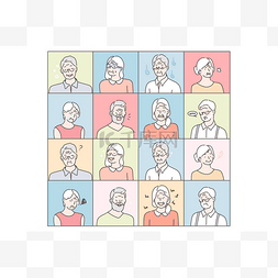 people图片_Old people emotions set concept