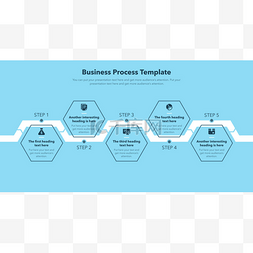 五个步骤图片_业务流程模板有五个步骤-蓝色版