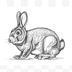 Hand drawn vector rabbit in engraving style