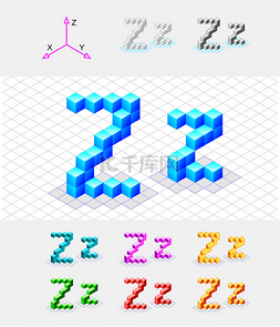 letter图片_等轴测从 cubes.letter z.矢量字体