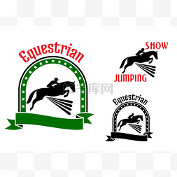 Equestrian sport symbols with jumping horses