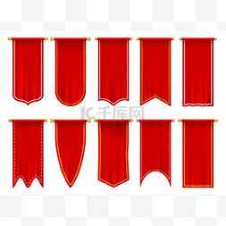 sport图片_Vertical red flags or banners, 3d pennant