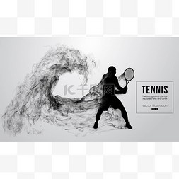 网球运动员男性的抽象剪影查出在