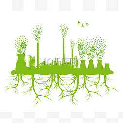 绿色工厂图片_生态工厂烟囱矢量背景概念和绿色