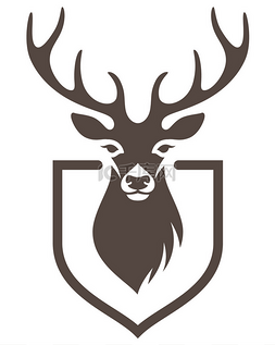 Stylized head of a deer on the shield 