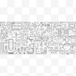 顶视图家具图片_一套家具公寓计划的顶视图。公寓