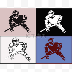 Hockey Player in Movement Mascot Silhouettes