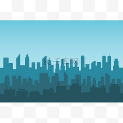 城市背景的蓝色轮廓的矢量图解.