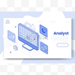 app图标图片_数字等距设计概念集Internet analyst a