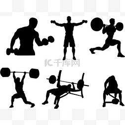 Set of Body building silhouette