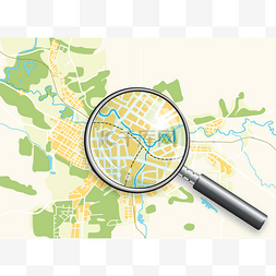 矢量地图图片_城市和放大镜地图
