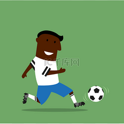 football图片_Football or soccer player dribbling a ball