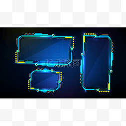 蓝色发光数字的未来背景。sci fi te