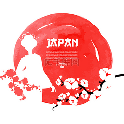 手绘日本樱花插图