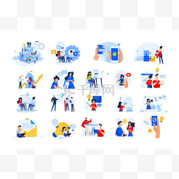 media图片_Set of modern flat design people icons of sta