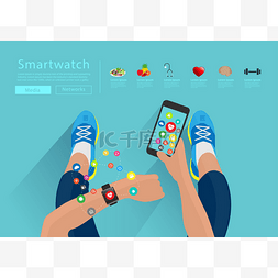 健身女图片_健身女人手戴表带触摸屏 smartwatch