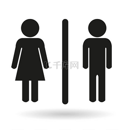 厕所厕所图片_黑色的淑女和绅士男女厕所图标标