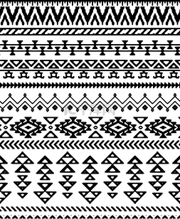 Seamless hand drawn stripes pattern with ethn