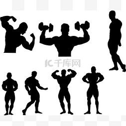 The set of Body building silhouette