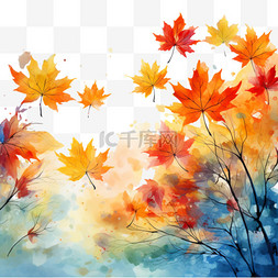 枫叶秋天季节AI元素立体免扣图案