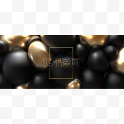 黑色背景海报海报图片_挤压球体的矢量3D说明.
