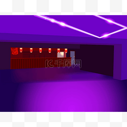 带透视的紫色矢量背景。抽象俱乐