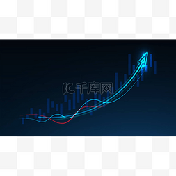 矢量柱状图片_以蓝色背景为背景的股票市场投资
