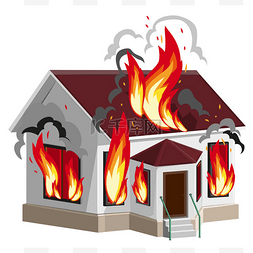 烧伤水疱图片_白色的石头房子烧伤。财产保险火