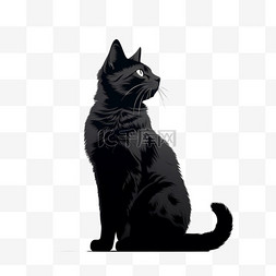 黑猫和毛线图片_猫咪剪影黑猫免扣元素装饰素材