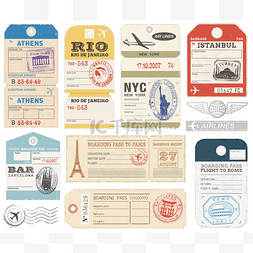 行李标签图片_矢量图的垃圾护照和标记