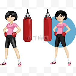 动漫图片_可爱的年轻亚裔女子拳击手