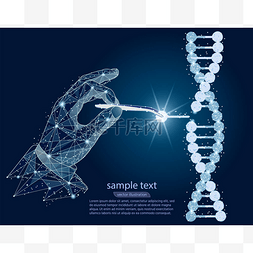 DNA双螺旋图片_抽象设计。用裸手、镊子操纵 Dna 